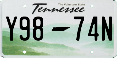 TN license plate Y9874N