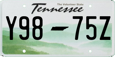 TN license plate Y9875Z