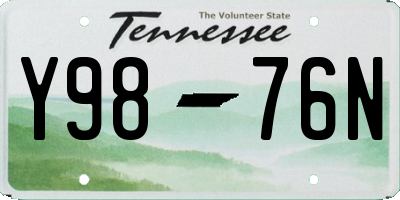 TN license plate Y9876N