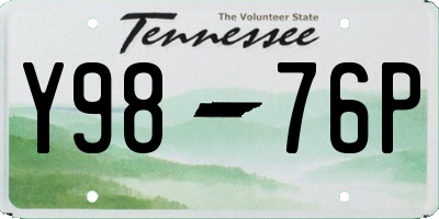 TN license plate Y9876P