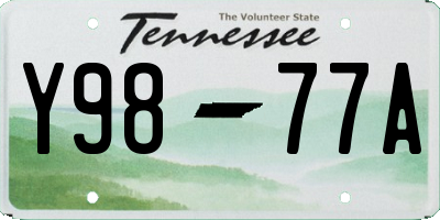 TN license plate Y9877A