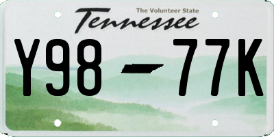 TN license plate Y9877K