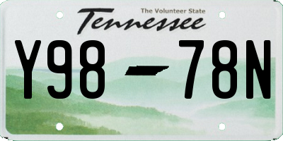 TN license plate Y9878N