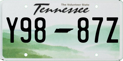 TN license plate Y9887Z