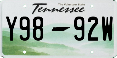 TN license plate Y9892W