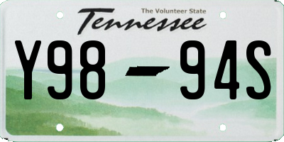 TN license plate Y9894S