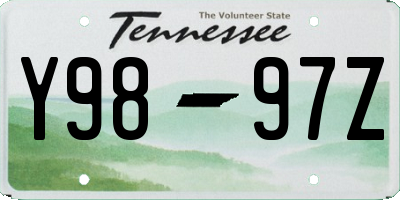 TN license plate Y9897Z