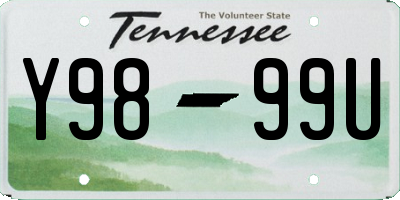 TN license plate Y9899U