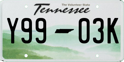 TN license plate Y9903K