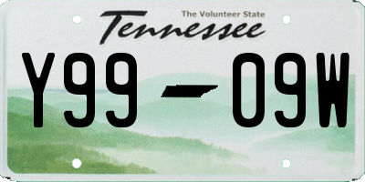 TN license plate Y9909W