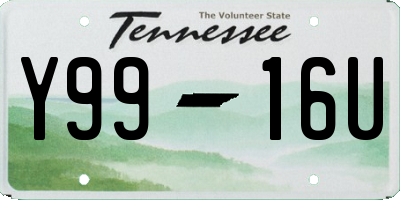 TN license plate Y9916U