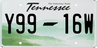 TN license plate Y9916W