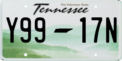 TN license plate Y9917N