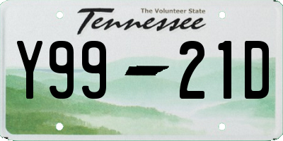 TN license plate Y9921D