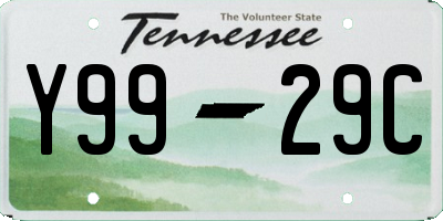 TN license plate Y9929C