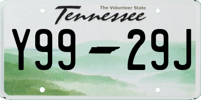 TN license plate Y9929J