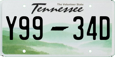TN license plate Y9934D