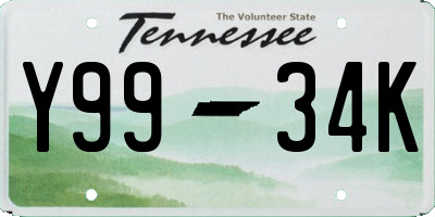 TN license plate Y9934K