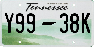 TN license plate Y9938K