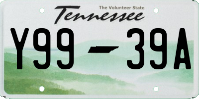 TN license plate Y9939A