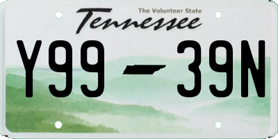 TN license plate Y9939N