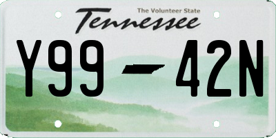 TN license plate Y9942N