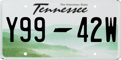 TN license plate Y9942W