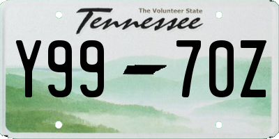 TN license plate Y9970Z