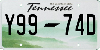 TN license plate Y9974D