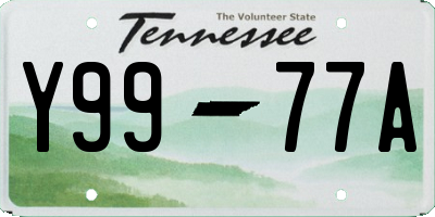TN license plate Y9977A
