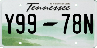 TN license plate Y9978N