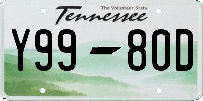 TN license plate Y9980D