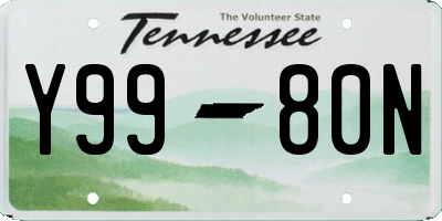 TN license plate Y9980N