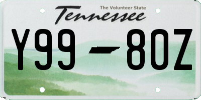 TN license plate Y9980Z