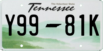TN license plate Y9981K