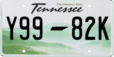TN license plate Y9982K
