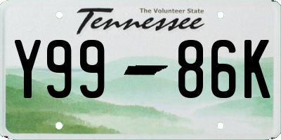 TN license plate Y9986K