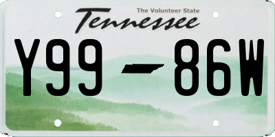 TN license plate Y9986W