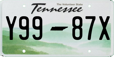 TN license plate Y9987X