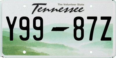 TN license plate Y9987Z
