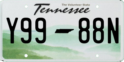 TN license plate Y9988N