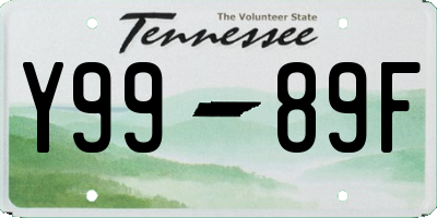 TN license plate Y9989F