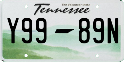 TN license plate Y9989N