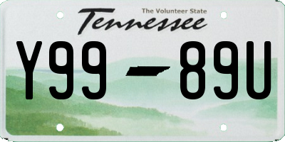 TN license plate Y9989U