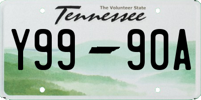 TN license plate Y9990A