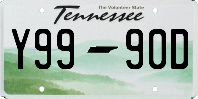 TN license plate Y9990D