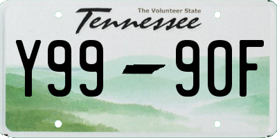 TN license plate Y9990F