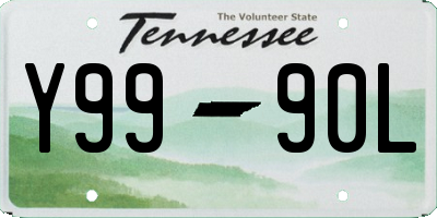 TN license plate Y9990L