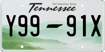 TN license plate Y9991X