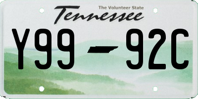 TN license plate Y9992C